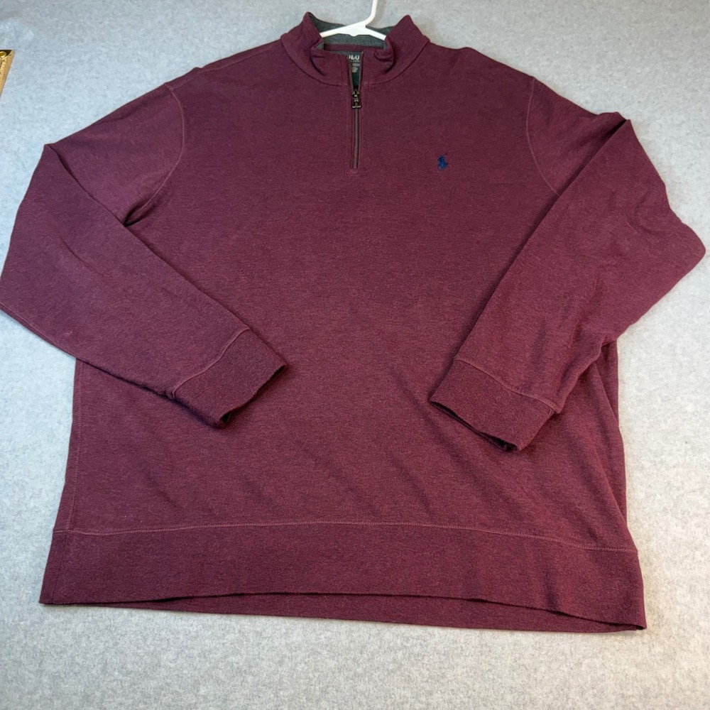 Polo Ralph Lauren Mens XL Quarter Zip Pullover Burgundy Maroon 710812963